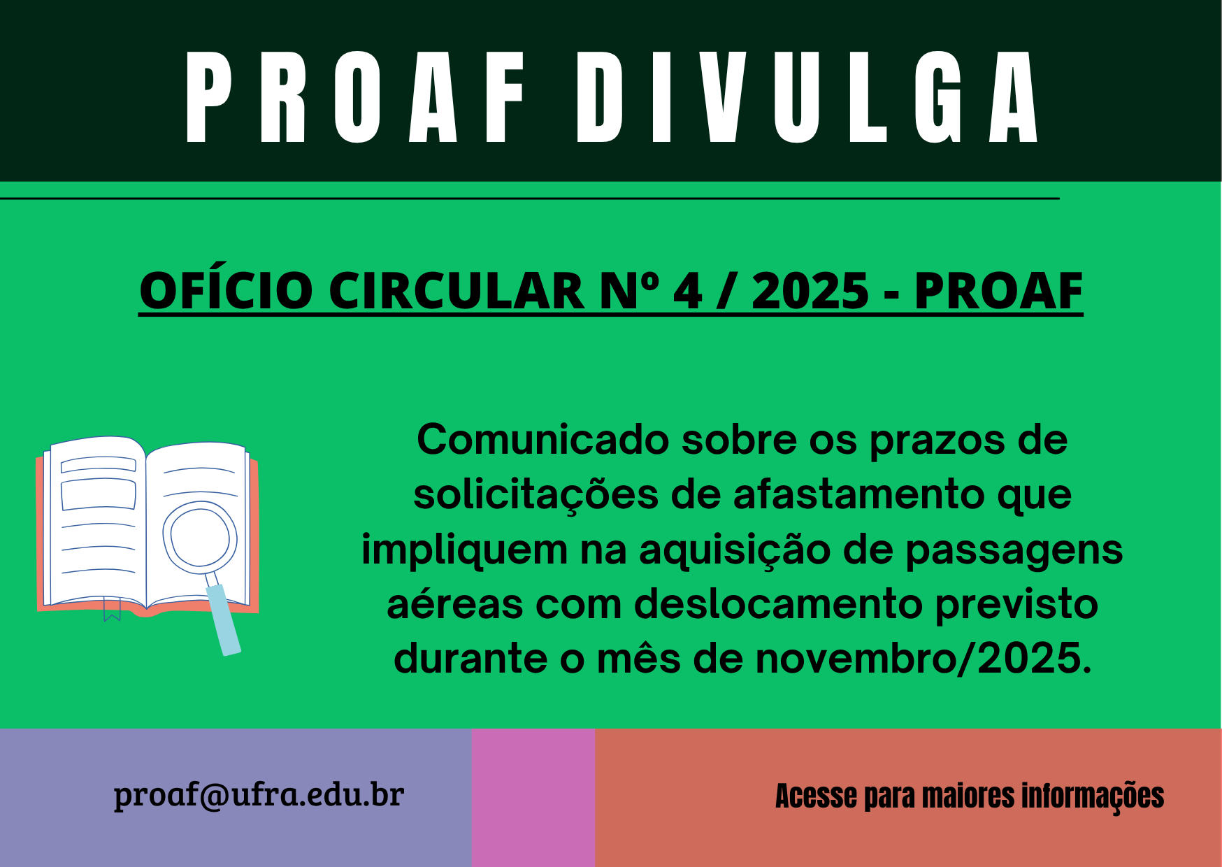 Comunicado sobre os prazos de solicitações de afastamento que impliquem na aquisição de passagens aéreas com deslocamento durante a COP30